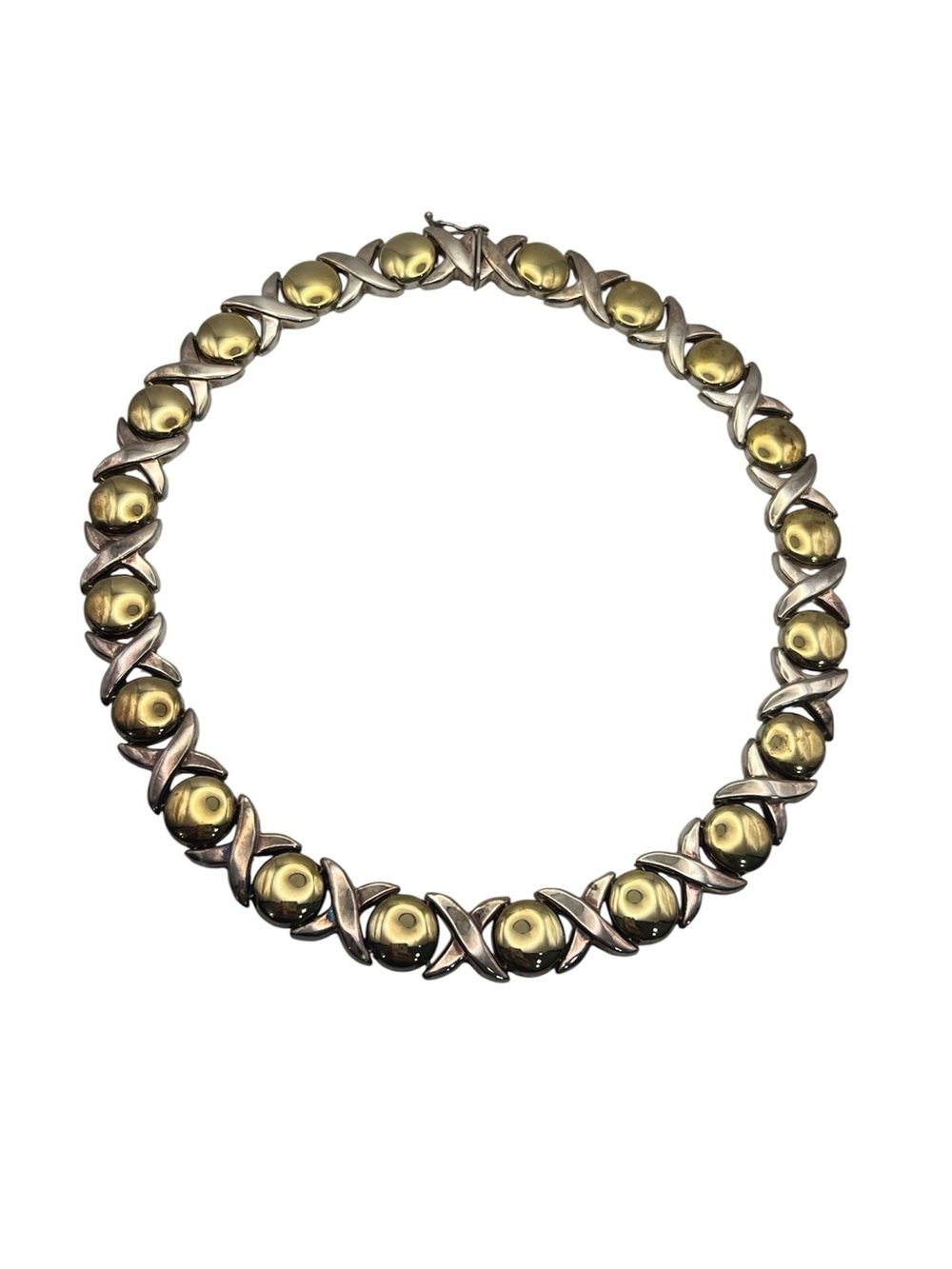 XOXO Italy sterling silver & gold tone two tone collar necklace vintage